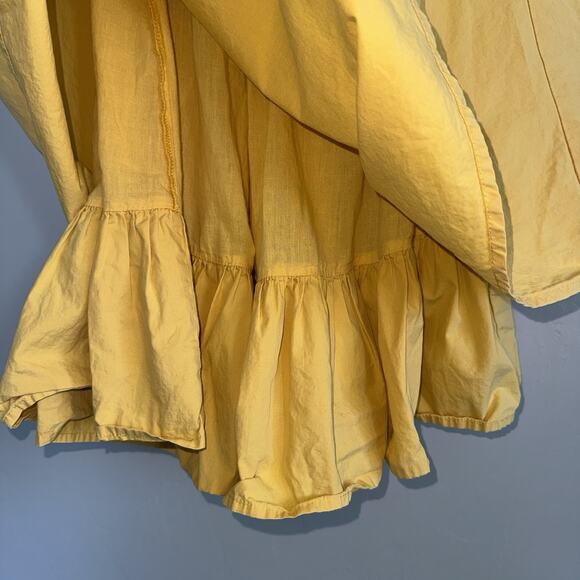 Anthropologie A’Reve Woman’s Off Shoulder Puff Sleeve Dress Sz L Yellow Boho - Picture 10 of 10